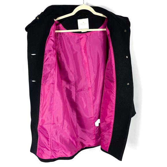 Kate Spade Dorothy Bow Neck Coat Black Wool Button Front Sz 6 Women's - Picture 8 of 9